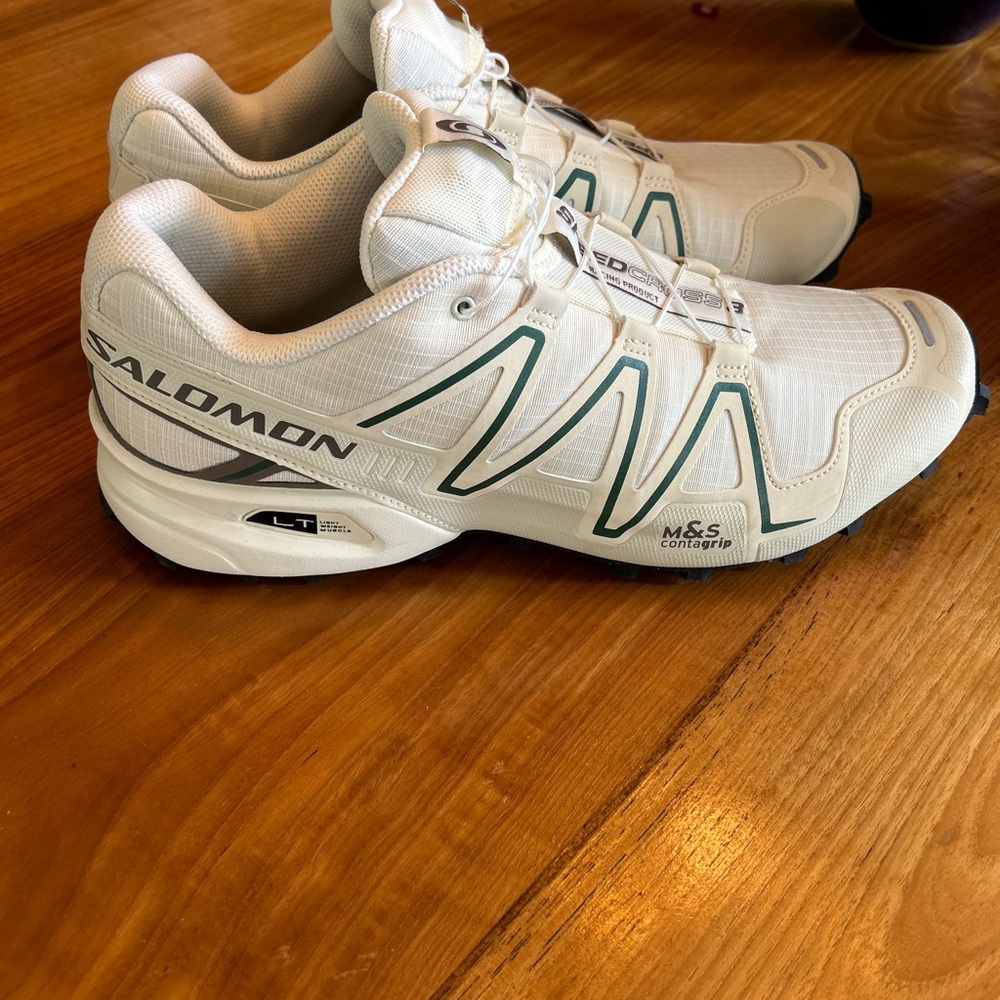 Salomon White and Green Speedcross Athletic Shoes - Picture 3 of 6